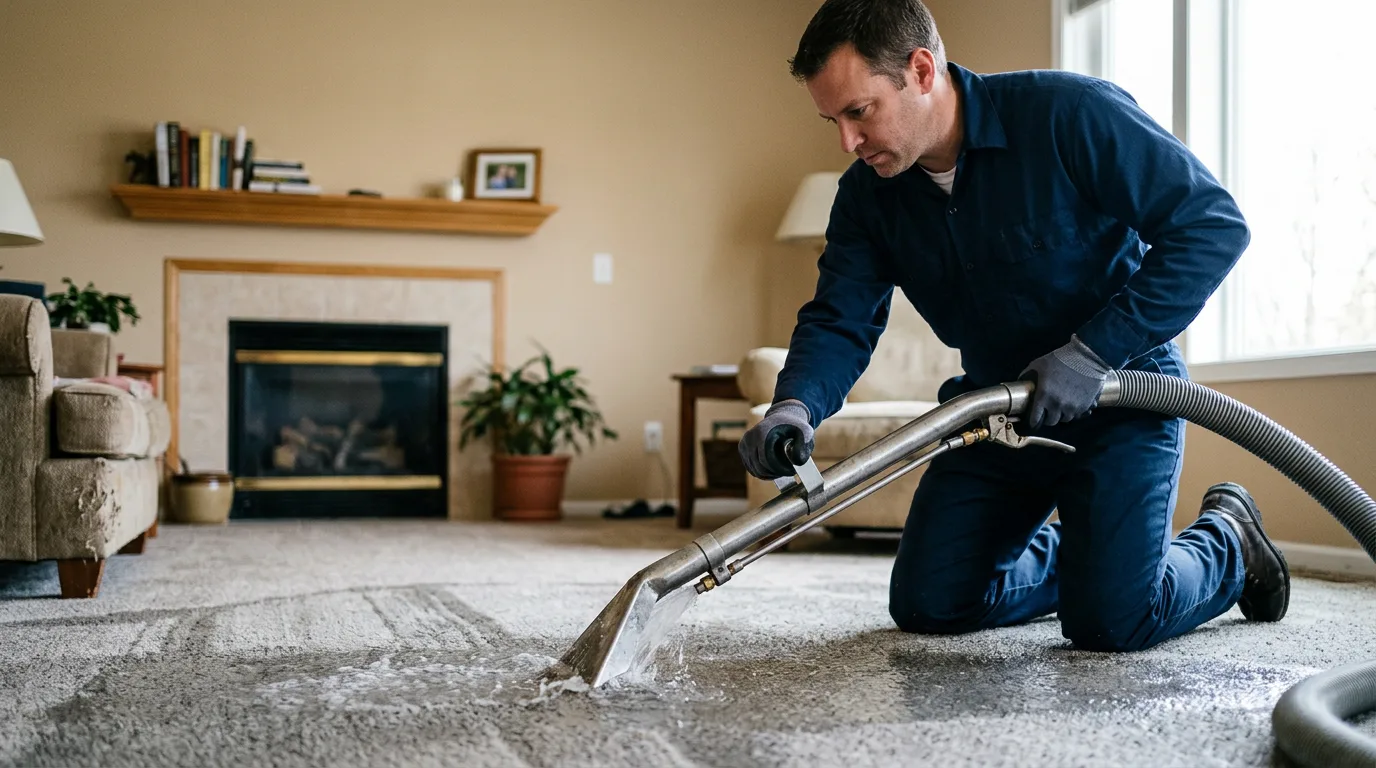 Water damage restoration technician working near Lakeland, MI